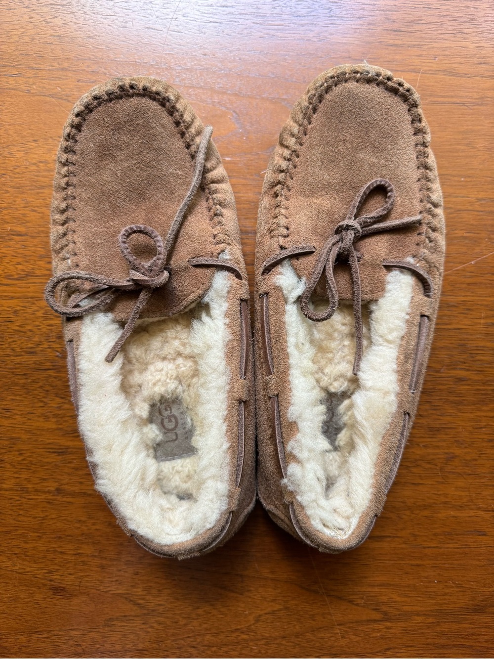 UGG Women’s Chestnut Suede Shearling-Lined Moccasin Slippers